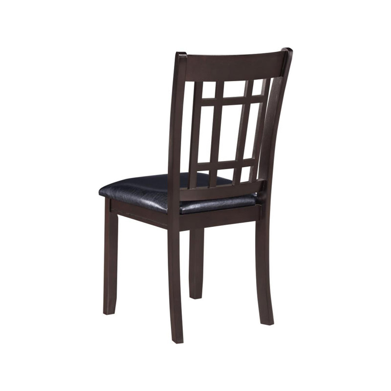 Ensemble de 2 chaises d'appoint en bois avec assise en similicuir noir, espresso