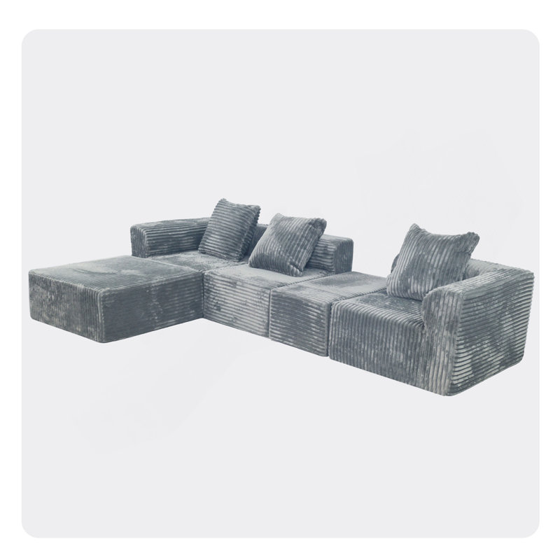Convertible Modular Sectional Sofa Set Compression Sofa, Light Gray