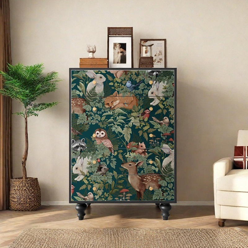 Commode avec commode, Vert / noir