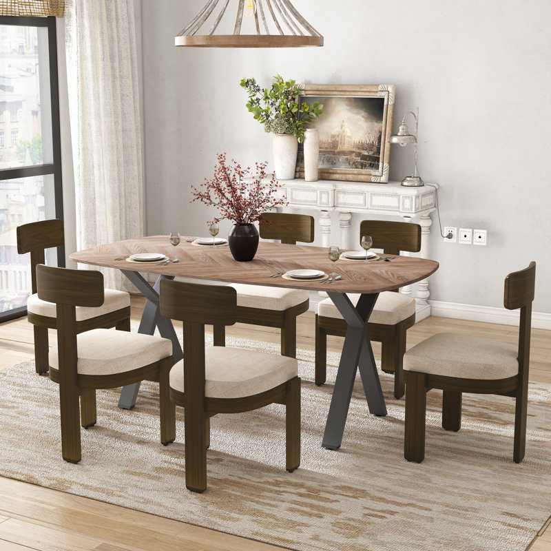 Ensemble de salle à manger rectangulaire à double piédestal avec chaise rembourrée, H 29,5 po x L 63 po x l 35,4 po