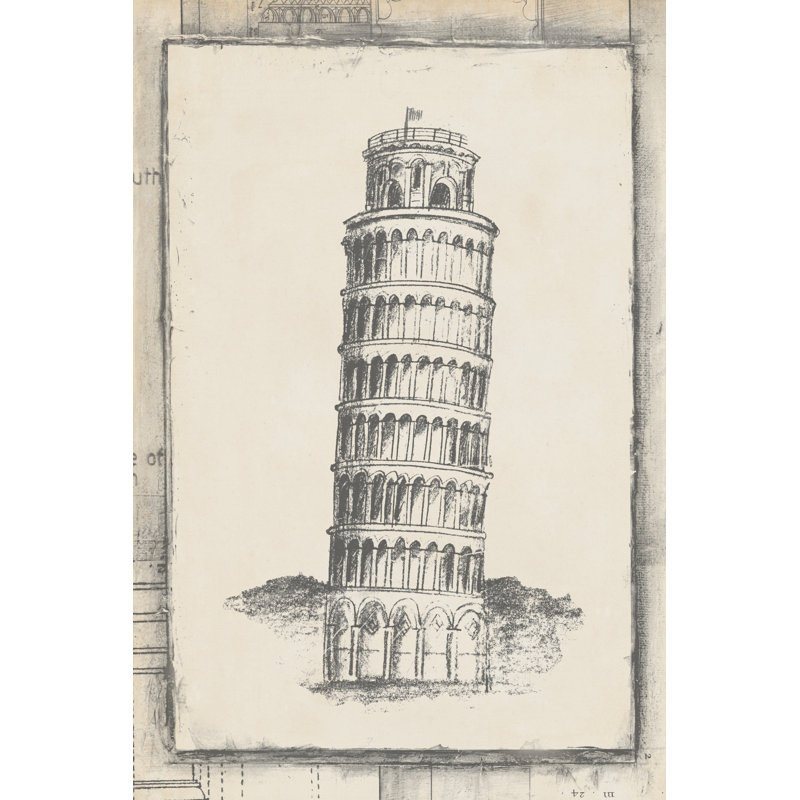 Sketch of Pisa by Ethan Harper - Drawing, Wrapped Canvas, 30 cm H x 20 cm W
