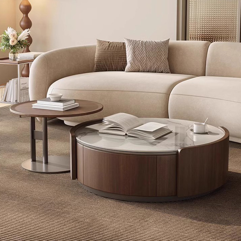 Creative multi-functional rock slab tea table