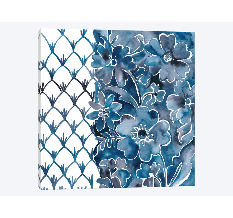 « cobalt jardin iii », reproduction d’impression sur toile, H 12 po x l 12 po x P 1,5 po, Toile tendue, Pas de tapis
