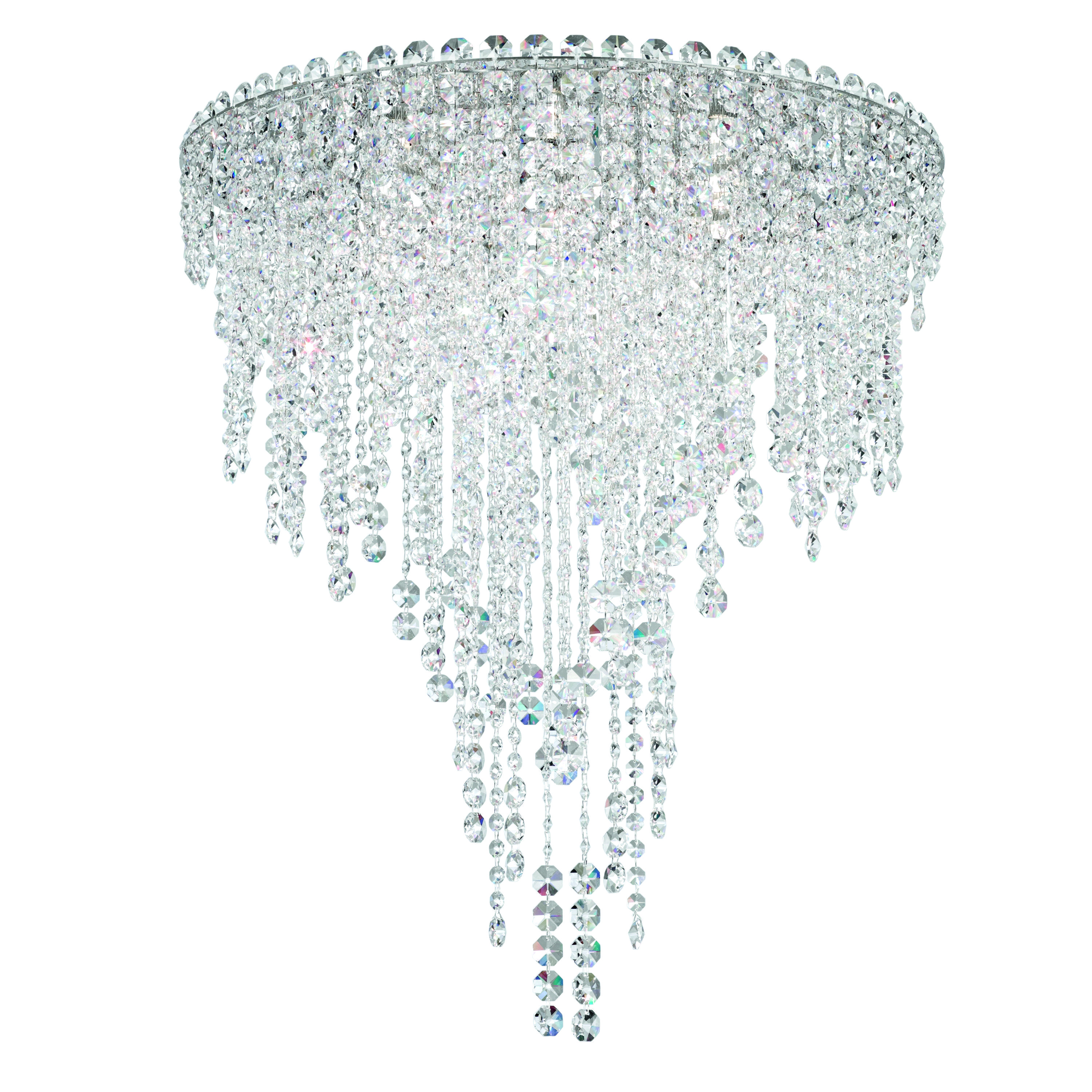 Chantant 6 Light 120V Flush Mount in Polished Stainless Steel with Clear Optic Crystal