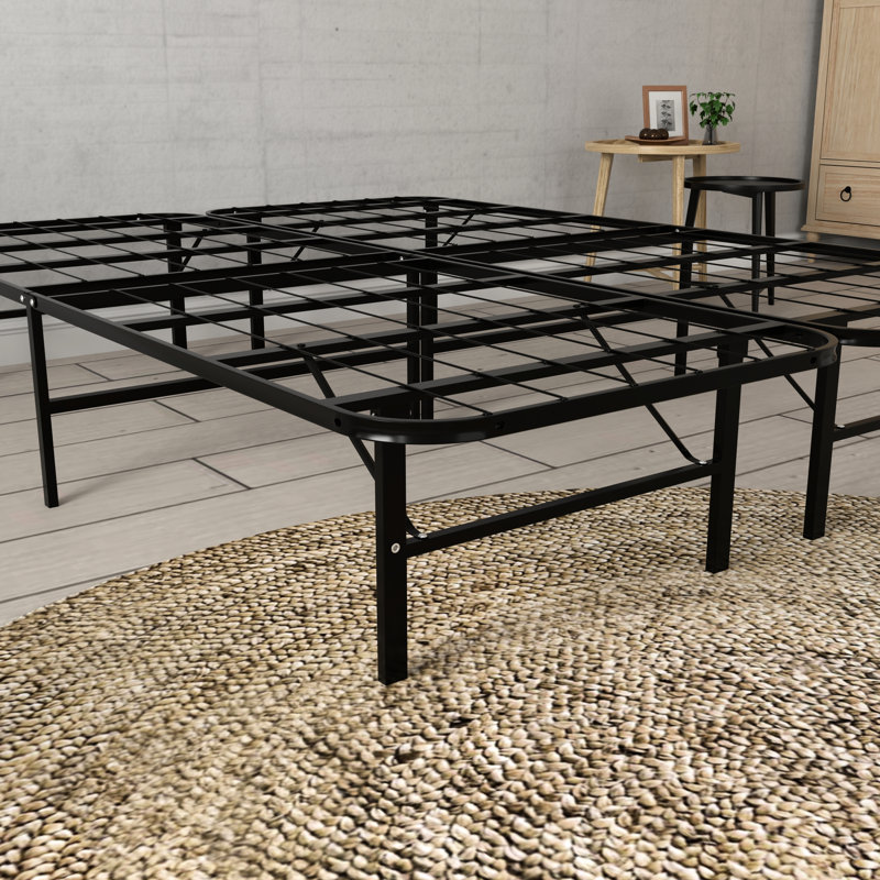 Steel Twin Platform Foundation In Black Shade - , Supports 2000 Lbs, 14 Inch Tall, Tool Installation For Bed Height, Assembly