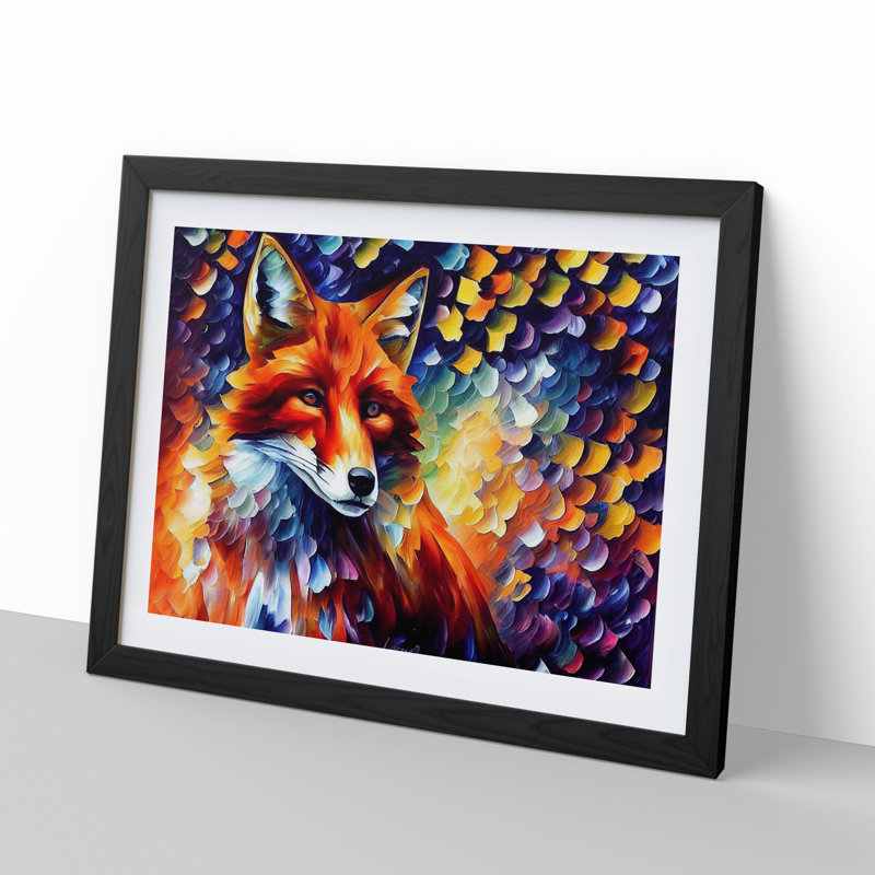 Fox Vol.3 Abstract - Single Picture Frame Painting, Black Framed, 46cm H x 64cm W x 2cm D