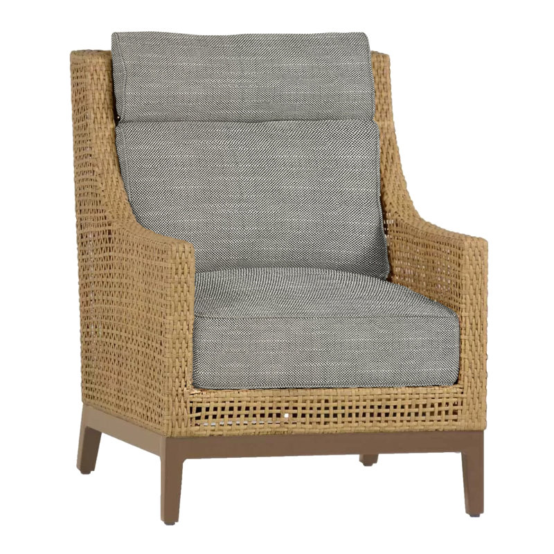 Peninsula Woven Lounge Chair, Rollo Silver, No welt + Standard fill, Light Raffia/Natural Sandalwood