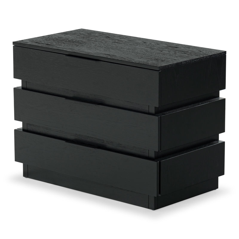 Titus 3 Drawer Stacked Chest, Black