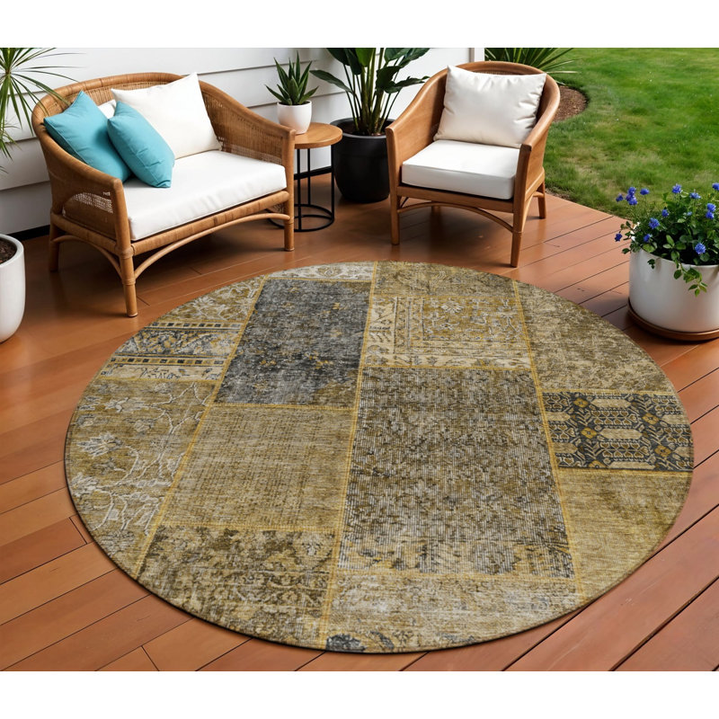 Tapis rond lavable intérieur 8 pi gris