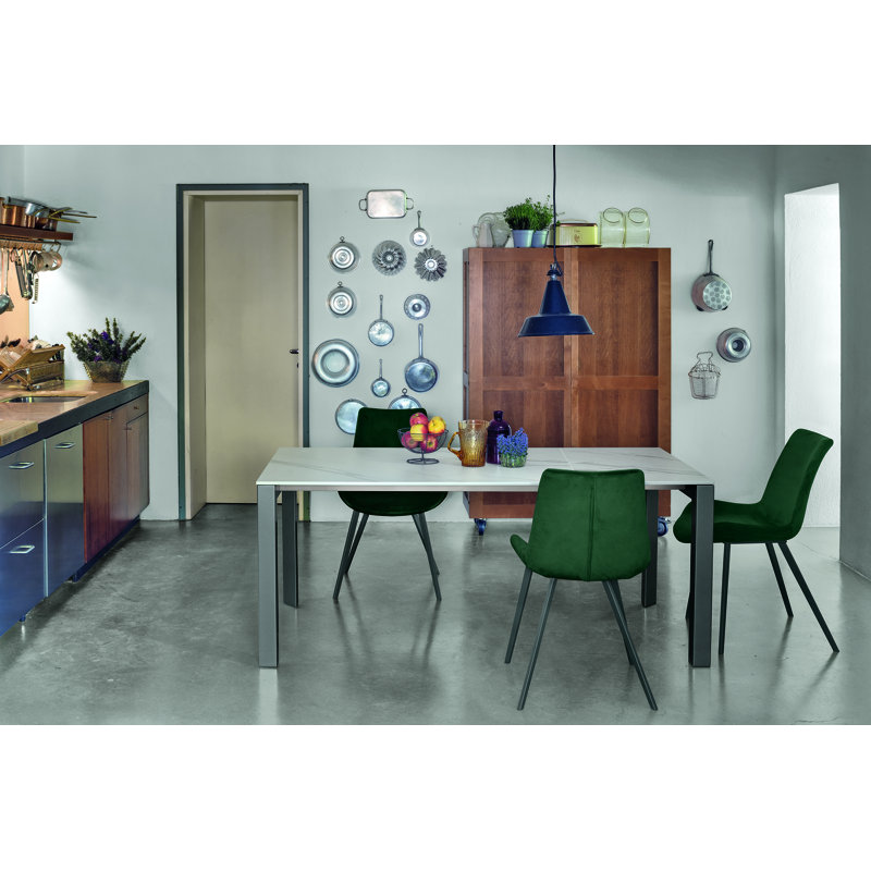 ENEA Dining Table, White, Emperador