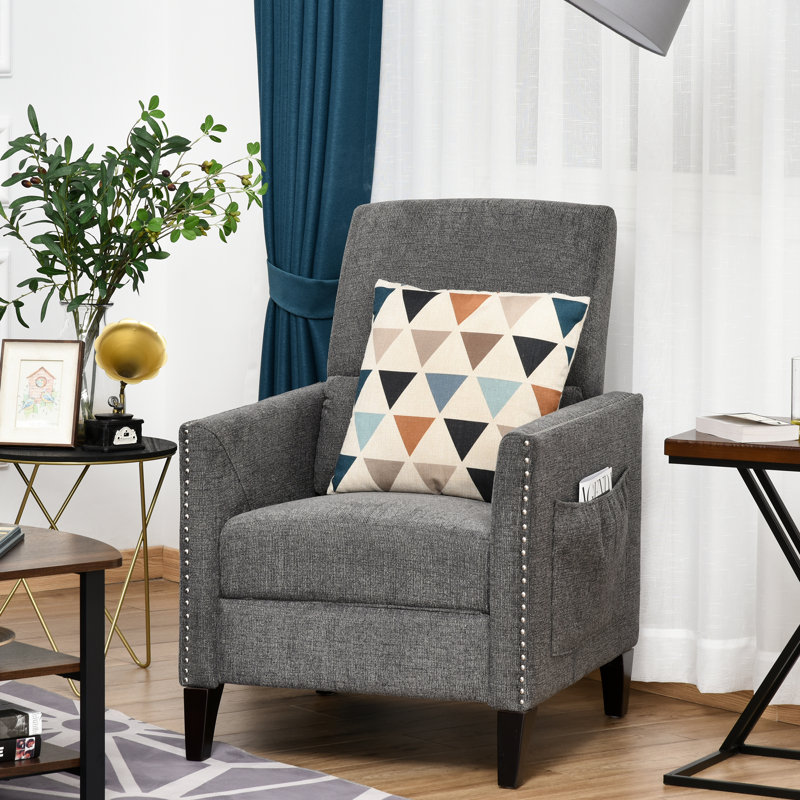 Fauteuil inclinable manuel oscillant standard de 26,5 po de large avec portail Portoia, 100 % polyester gris