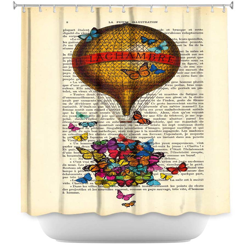 Rideau de douche simple balloon papillons