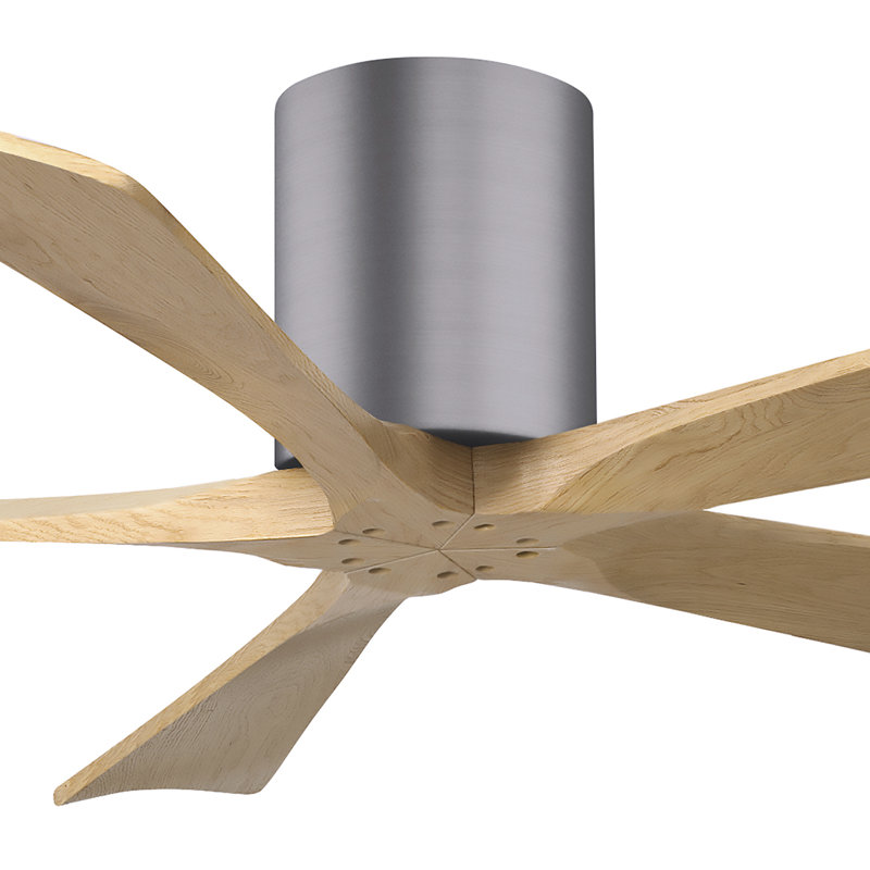 60" Irene 5-Blade Hugger Ceiling Fan with Wall Remote, Textured Bronze, 52", Light Maple Tone