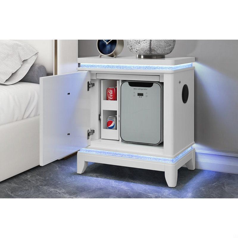 Table de chevet avec glacière, USB et haut-parleur