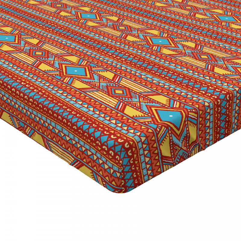 Microfiber Geometric Fitted Sheet, Queen Fitted Sheet
