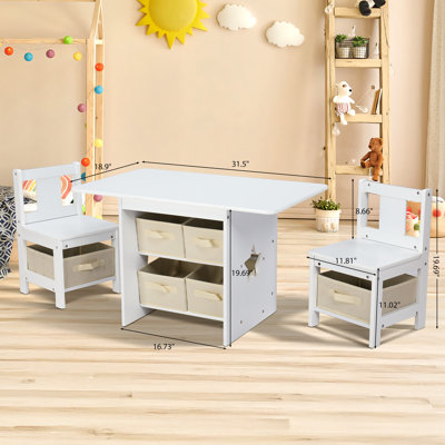 Ensemble de table et de chaises pour enfants 31,8 po x 18,9 po avec 6 sacs de rangement