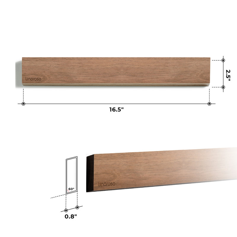 Porte-couteaux magnétique mural 16,5 po Linoroso, Acacia