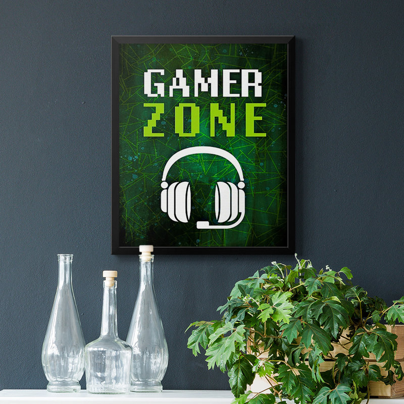 «It's Game On IV», toile encadrée de qualité supérieure - prête à être accrochée, Noir, H 24 po x l 20 po