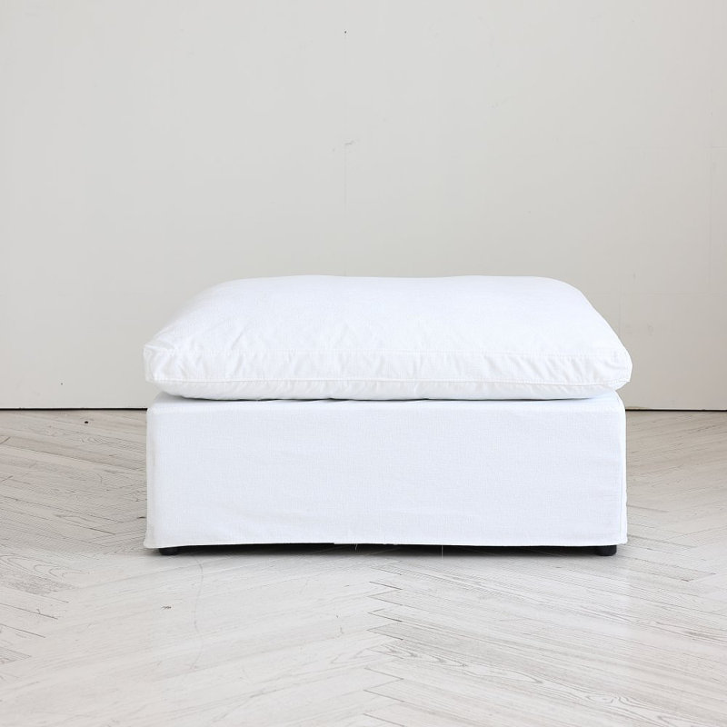 Prespa Upholstered Ottoman, White