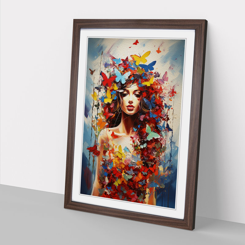 Butterfly Modern Art - Framed Print, Walnut Framed, 34cm H x 25cm W x 2cm D