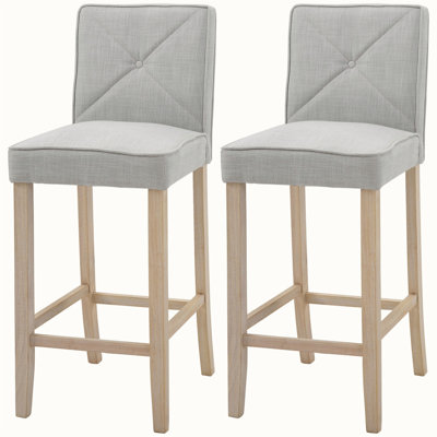 Ensemble élégant de 2 tabourets de bar rembourrés avec des pieds en bois robustes pour la décoration intérieure