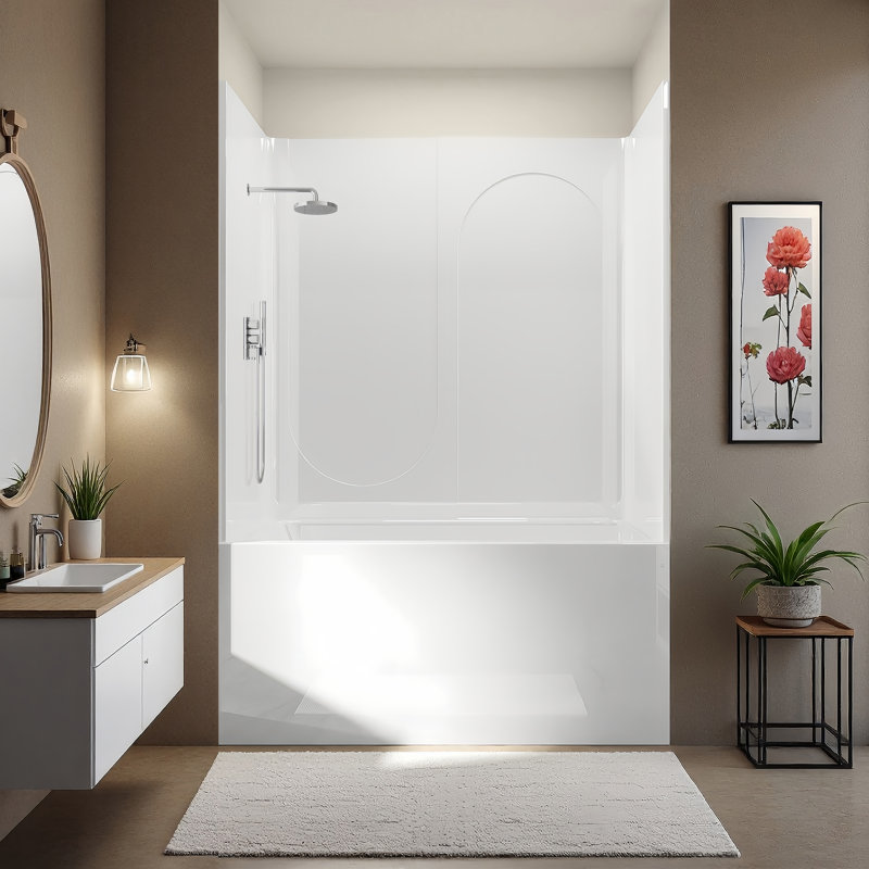 4-Piece Tub and Shower Wall Panels Arcylic Shower Surround Kit In White, 60" H x 60" W x 32" D