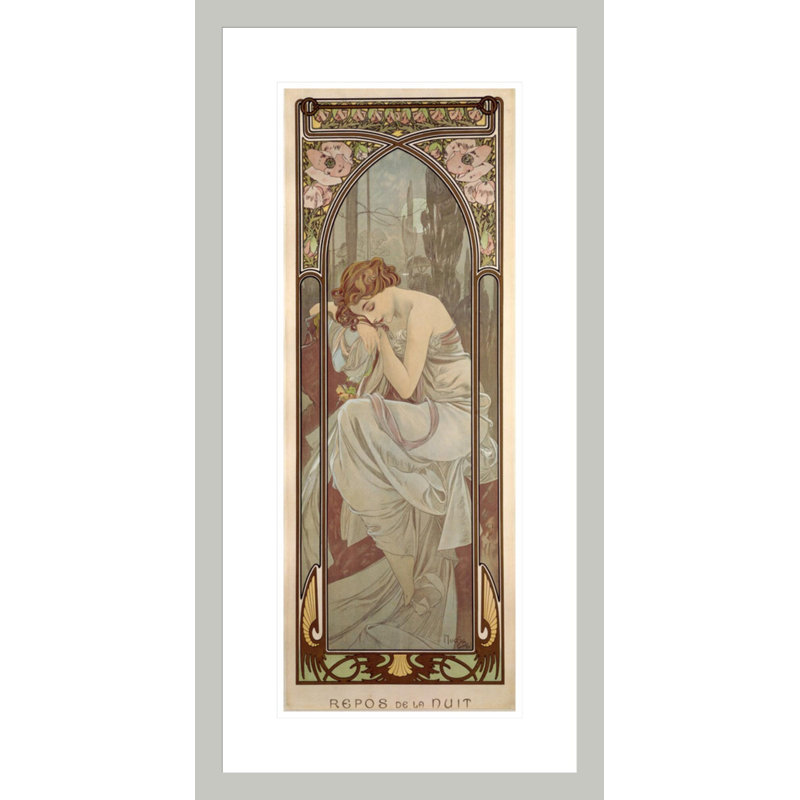 «The Times of the Day: Night’s Rest» (1899) par Alphonse Mucha, impression giclée encadrée, 29.5" H x 15.07" W