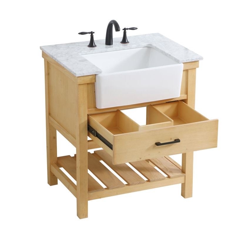 Ensemble de meuble-lavabo simple 30 po Pelaghia, Brun clair