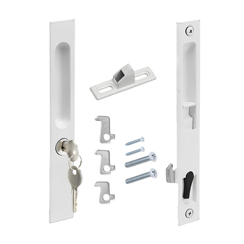 Ensemble de poignées de porte de patio avec garde et finition S Cam White