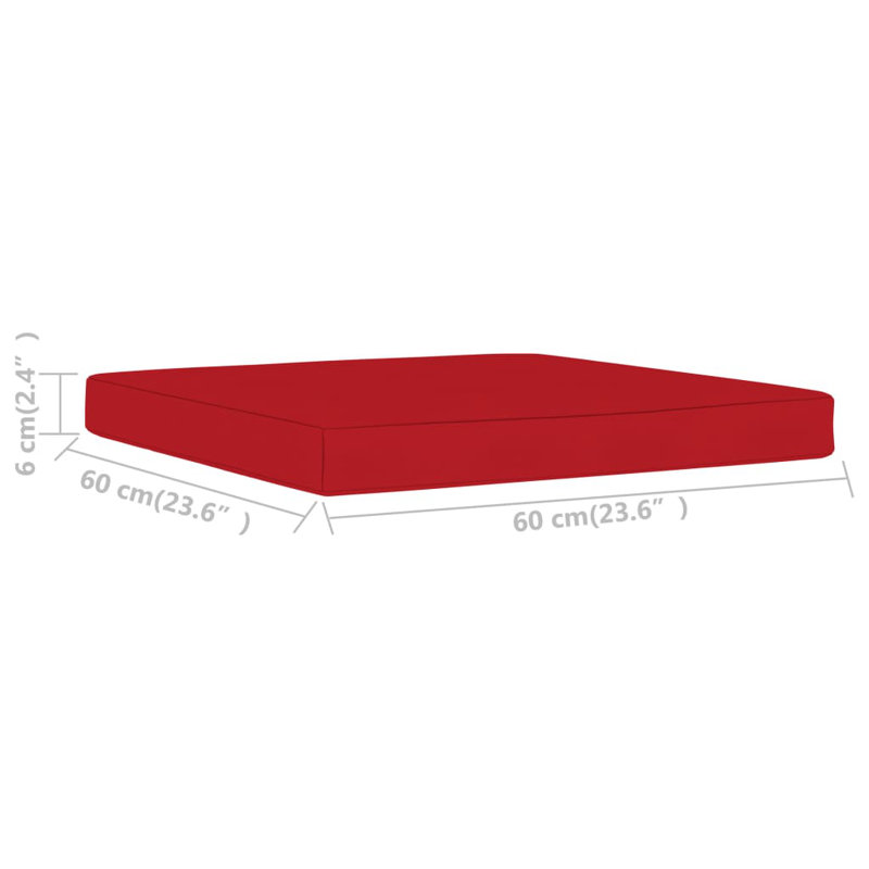 Outdoor Seat Cushion, Red, 2.4" H x 23.6" W x 23.6" D