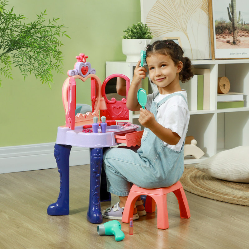 Interactive Magic Mirror Plastic Multicolor Toddler Dressing Table Set