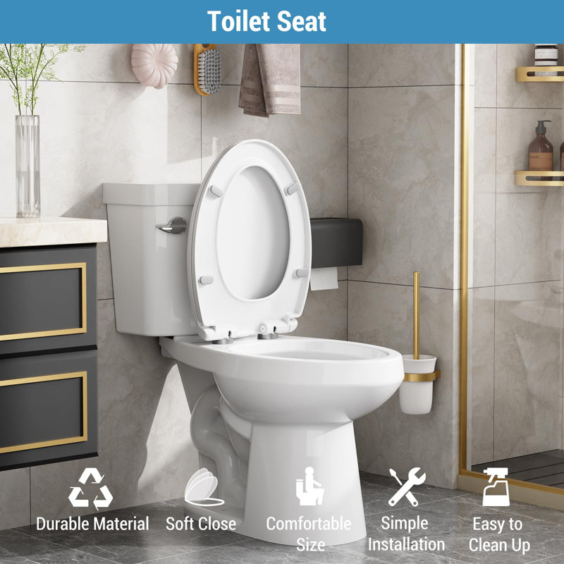 Toilet Seat,Elongated Toilet Seat With Quiet Close, Quick Release Hinges,Slow Close Toilet Seat