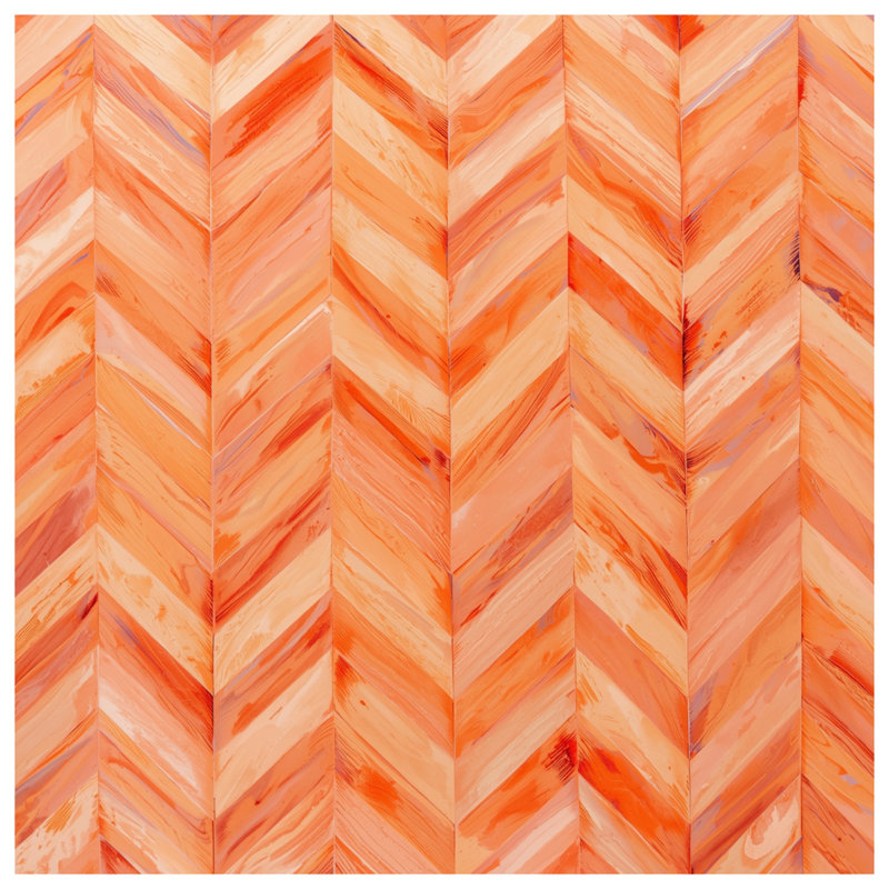 Orange Chevron Pattern Double Sided Throw Pillows, 14 x 14 inches