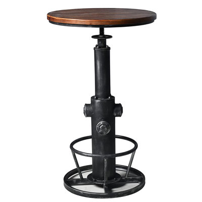 Dining Table Pine Round Solid Wood Top Metal Base Dining Table