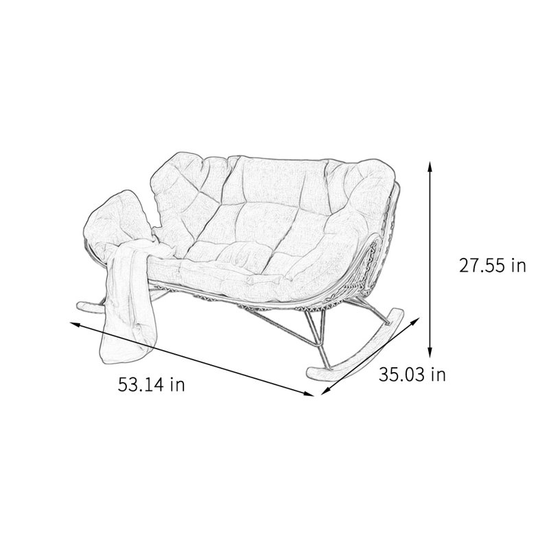 Chaise berçante élégante pour le balcon, Noir, noir, noir, noir, Kaki