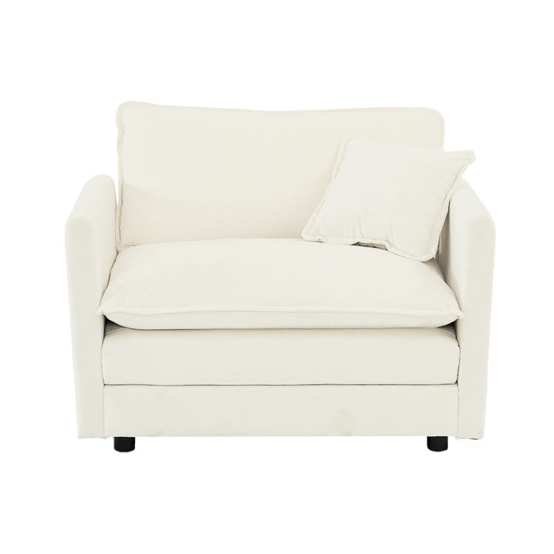 Fauteuil Comfy à assise simple en chenille blanche - pour le salon