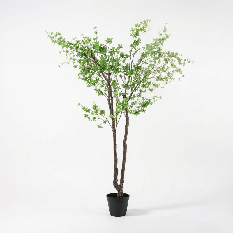 Arbre artificiel à feuilles en disque de 118 pouces, pré-pot, fausse plante, structure en fer flexible, facile d'entretien