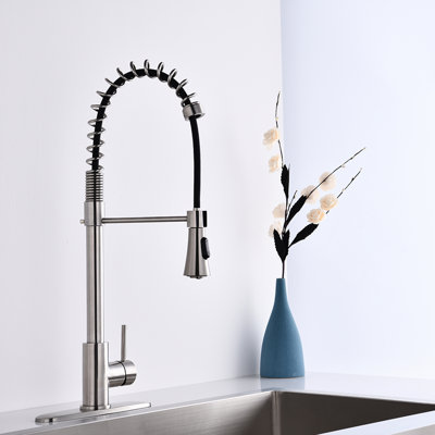 Robinet de cuisine rétractable en nickel brossé