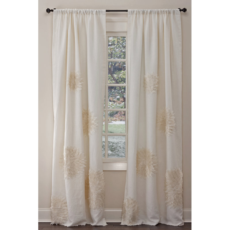 Dahlia Room Darkening Curtain, Ivory, 50" W x 108" L