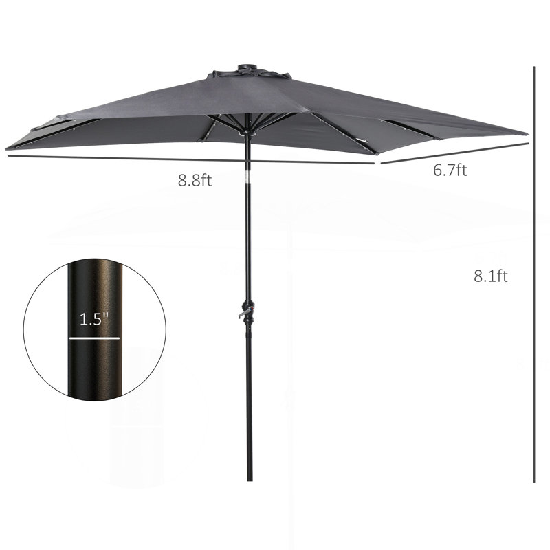Parasol solaire Sun, parasol de patio éclairé, Gris foncé