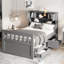 Lit simple avec bibliothèque et tiroirs de rangement - gris. Options de plateforme faciles à assembler. Matériaux. Ajout de rangement. Simple-1520979417
