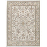 Hand-Knotted High-Quality Ivory and Beige Area Rug
