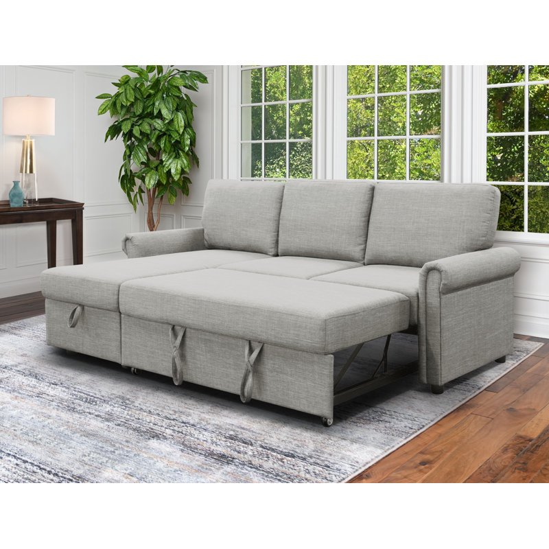 Meriline Upholstered L-Shaped Sectional Left Hand Facing, Gray 100% Polyester 