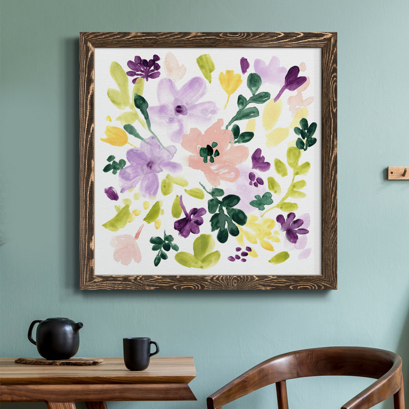 Lavender Meadow II - art mural encadré sur toile, Encadré de bois de noyer, H 20 po x l 20 po x P 1,5 po