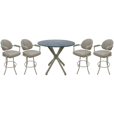 Rabiaa 4 - Person Glass Top Pedestal Dining Set