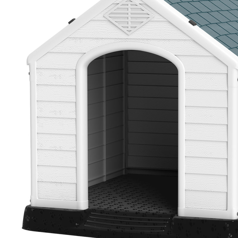 Niche pour chien en plastique, H 38,8 po x l 38 po x P 41,3 po, Gris / Blanc