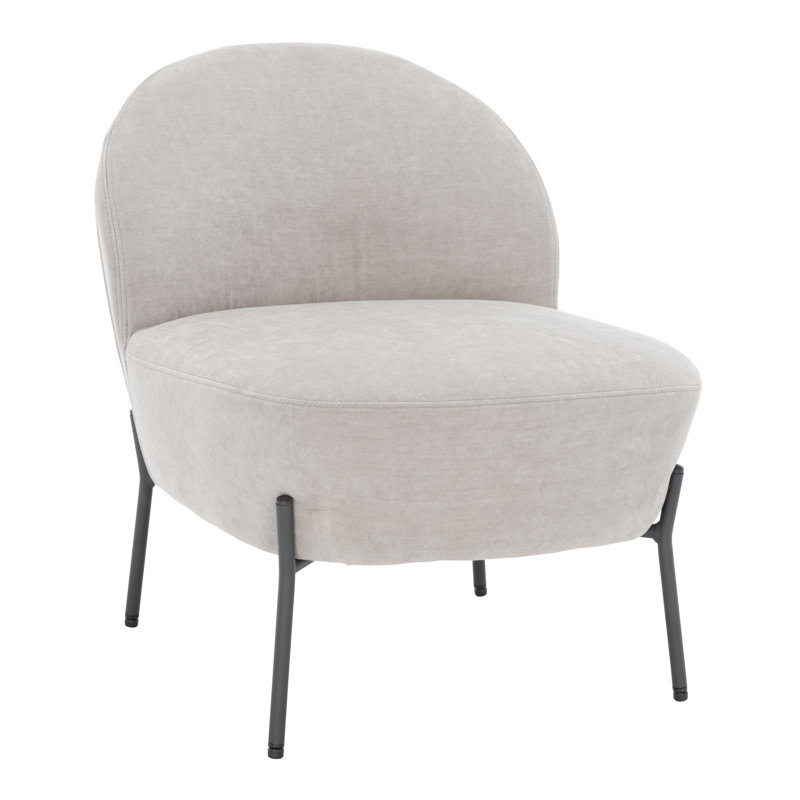 Wahaj Velvet Slipper Chair, Light Gray Velvet