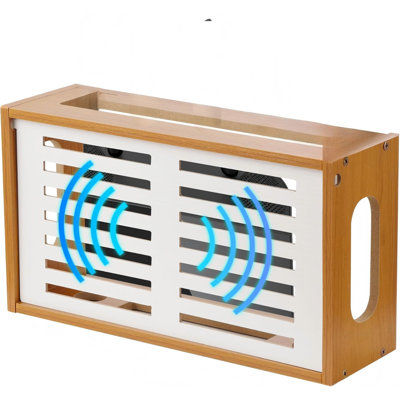 Router Shelf Wall Mount, Wifi Router Box Hider & Modem Storage Box With Cable Holes，Cable Management Organizer For Router, Modem, Power Strip, Brown