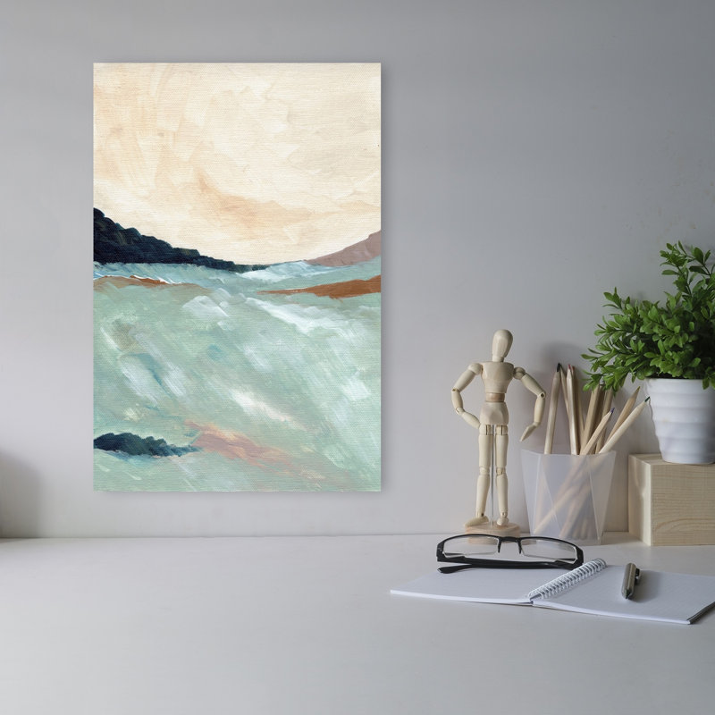 Abstrait paysage côtier abstrait, art mural moderne et paisible