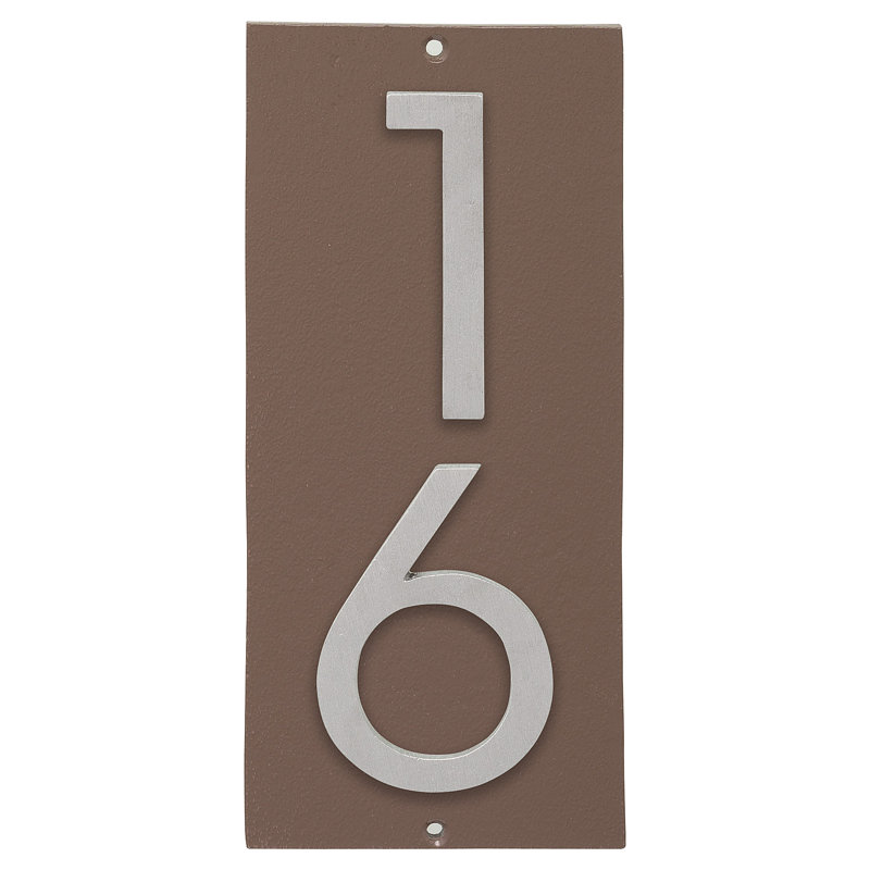 Plaque d’adresse murale sur 1 ligne flottante, Sable, Aluminium brossé, Oui